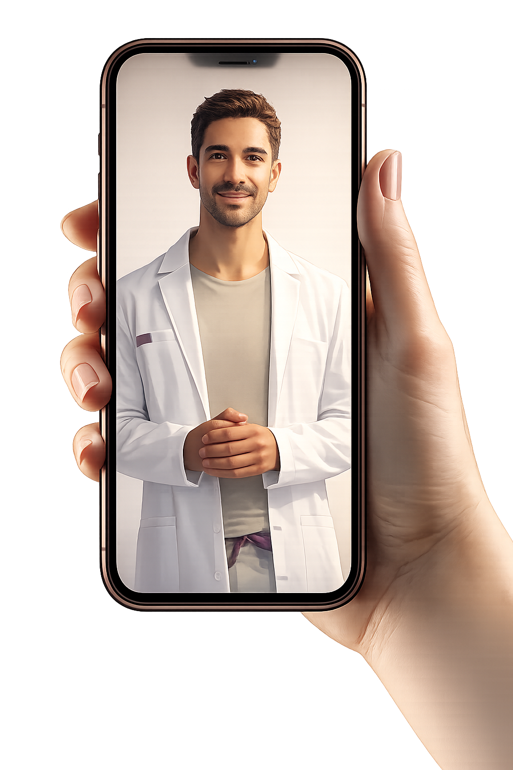 Médico de DoctorLife en videollamada por móvil